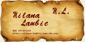 Milana Lambić vizit kartica